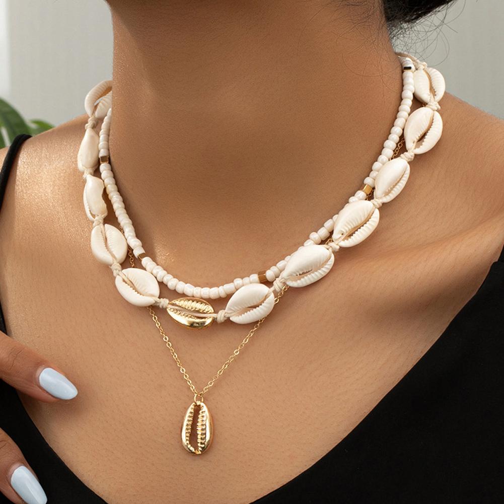 Men Accessories Neck Chain - Boho สร้อยคออะคริลิคเปลือกหอยพร้อม liontin Batu สร้อยคอแฟชั่น2024ชายหาดเครื่องประดับวันหยุดคอเครื่องประดับผู้ชาย O3U5