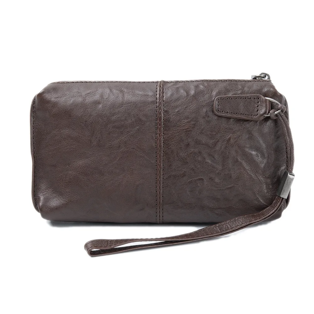 Travel Organizer Men - กระเป๋าคลัทช์หนังวัวสำหรับผู้ชาย กระเป๋าสตางค์คลัทช์สำหรับนักธุรกิจ กระเป๋าใส่โทรศัพท์ กระเป๋าถือสำหรับเดินทาง กระเป๋าคลัทช์แบบมีสายคล้องข้อมือสำหรับผู้ชาย