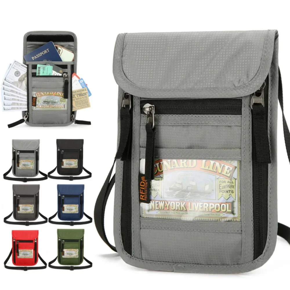 Travel Organizer Men - กระเป๋าใส่พาสปอร์ตแบบคล้องคอสำหรับเดินทาง ป้องกันการอ่านข้อมูลด้วยคลื่นความถี่วิทยุ (RF ID Blocking) สำหรับผู้ชายและผู้หญิง