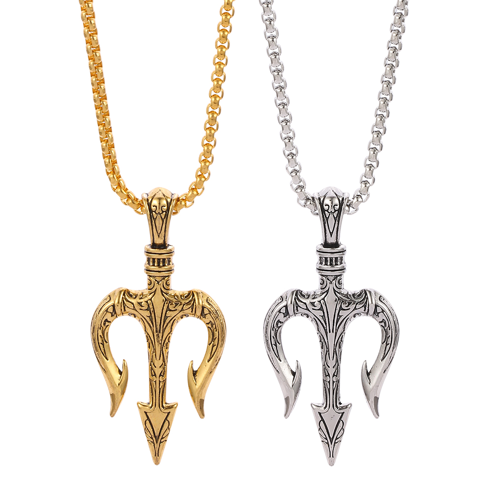 Men Accessories Neck Chain - สร้อยคอจี้สามส่วนสไตล์วินเทจแบบเนปจูนพังก์สร้อยคอฮิปฮอปสำหรับผู้ชายเครื่องประดับของขวัญ