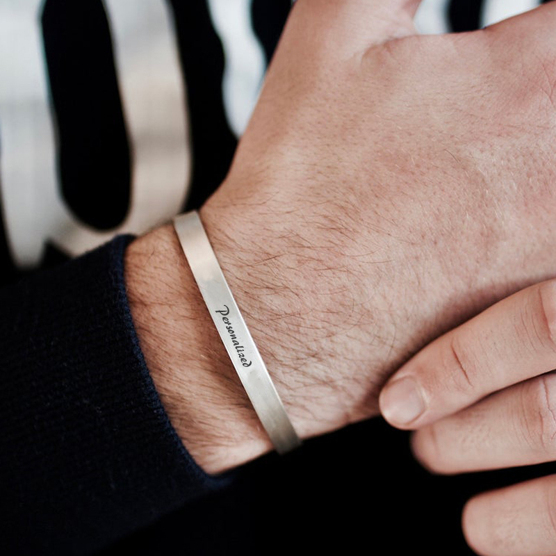 Men Accessories All - 4มม.ถึง8มม.แกะสลักฟรีสร้อยข้อมือสแตนเลสเปิดกำไลข้อมือชื่อที่กำหนดเองส่วนบุคคลผู้หญิงผู้ชายเครื่องประดับแรงบันดาลใจ